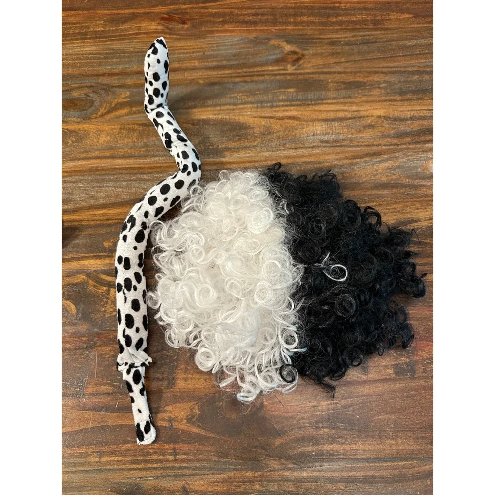 Dalmatian Costume Set by Fun Costumes Dress Pants Tail Wig Halloween‎ Kids Small